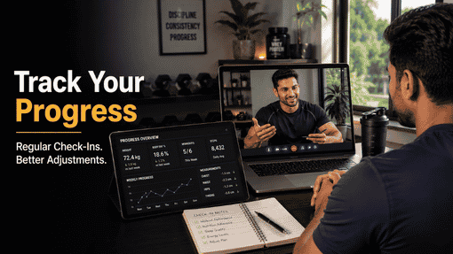 TrainedByYVS gives online fitness coaching in several ways