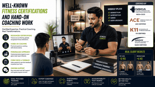 well-known fitness certifications and hands-on coaching work